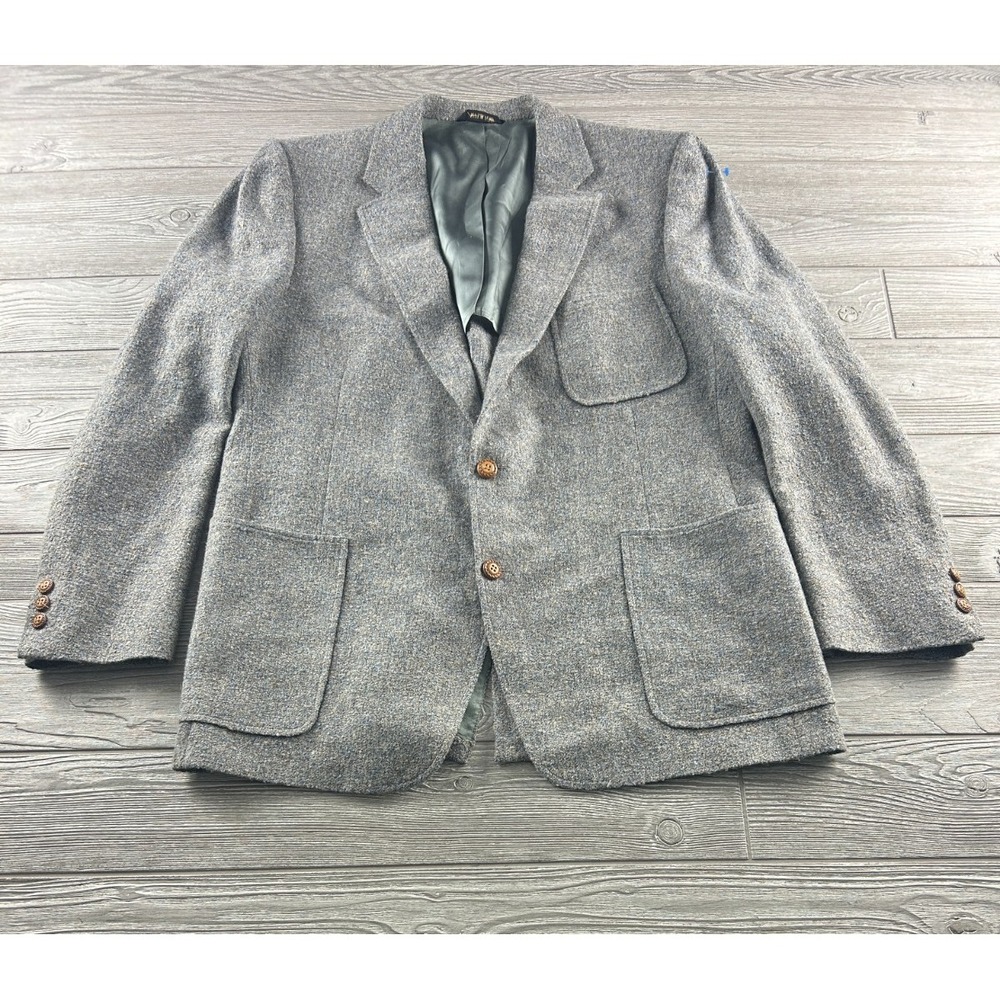 PHOENIX TWEED SUIT JACKET Gray Two Button Sport Coat Pockets